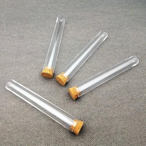24pcs 15x100mm Lab Transparent Plastic Round Bottom Test Tubes With Cork Plug Wedding Gift Vial Bath Salt Bottle
