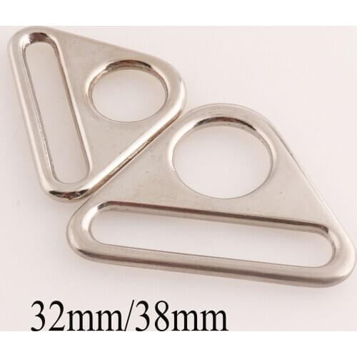 32MM/38MM SILVER Triangular Buckle Hole Loop Buckle Purse Handbag Hardware Adjustable Slider Strap-6 PCS