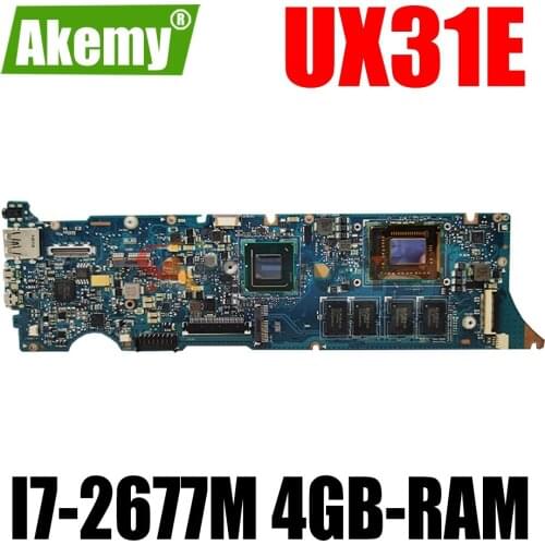 AKEMY UX31E Laptop Motherboard For ASUS Zenbook UX31E UX31 Original Mainboard 4GB-RAM I7-2677M