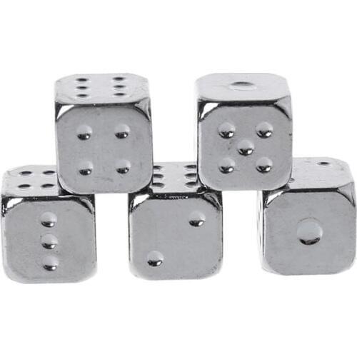 5pcs 13mm Metal Dice Gold/Silver Solid Heavy Dice Bar Night Club Party Drinking DND Game Dice