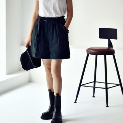 MICOCO K3312C Contracted stereo kneading pleats elastic waist pure cotton five minutes casual skirt pants