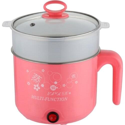 450W 1.8L Multifunction Stainless Steel Electric Cooker with Steamer Hot Pot Noodles Pots Rice Cooker Steamed Eggs Pan Soup Pots