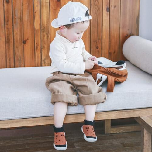 Cartoon Non-slip Baby Toddler Shoes Rubber Bottom Childrens Floor Socks Lace Baby Toddler Socks