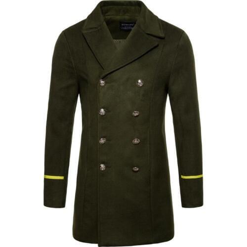 Hot Sale 2020 Winter Long Wool Coat Men Fashion Turn-down Collar Woollen Blend Double Breasted Coat Jacket Men Brand Overcoats