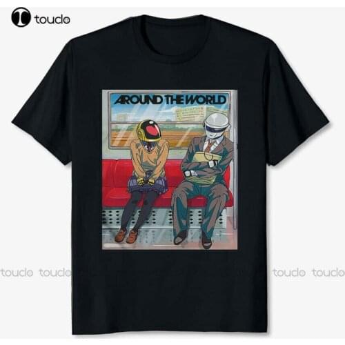 New Daft Punk Around The World Electronic Music Black T Shirt Size S-3Xl Christian Shirts For Women Cotton Tee S-5Xl