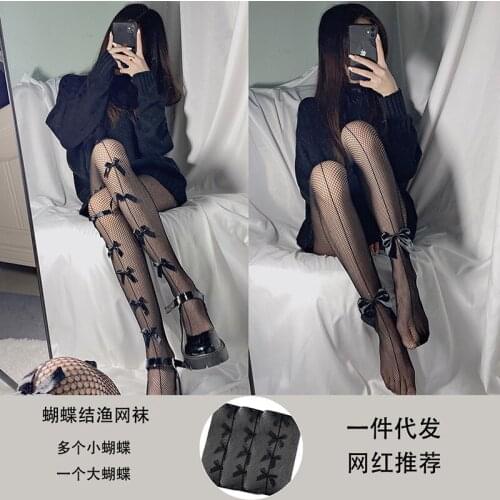 2021 Sexy Socks Womens Sexy Big Bow Lace Fishnet Stockings Personality Pros and Cons Wear Over The Knee Socks Pantyhose Lolita