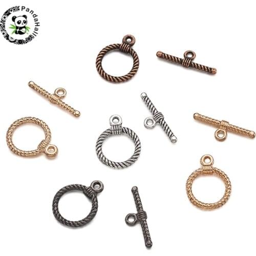 Pandahall 20 pcs/Set Tibetan Style Alloy Toggle Clasps for Jewelry Findings Making DIY Accessories Mixed Color