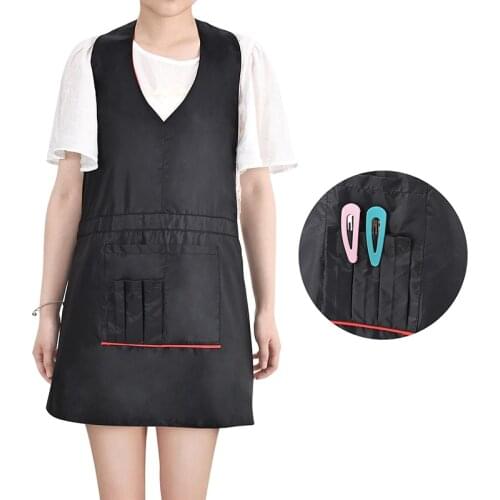 Salon V Collar Hairdressing Cape Women Dress Hair Cutting Apron 2-sided Wear Barber Work Clothes with Pockets Beauty Nail Apron
