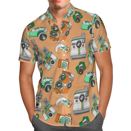 Camera 3D Printing Beach Hawaiian 2021 Summer Shirt Short Sleeve Shirt Streetwear Oversized 5XL Camisa Social Chemise Homme-933