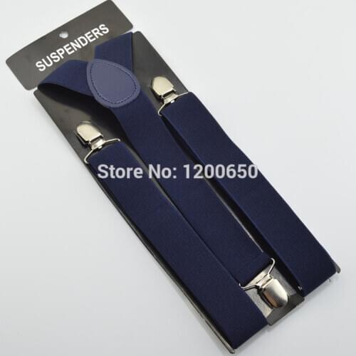 120cm Mens Unisex Clip-on Braces Elastic 3.5cm Wide navy blue larger Suspenders Y-back Suspender Wholesale & Retail