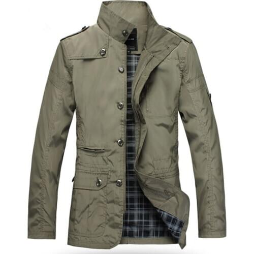 Casual Mens Jacket Winter Male Outerwear Autumn Overcoat Waterproof Spring Army Military Jacket Windbreak Men Coats Khaki Black
