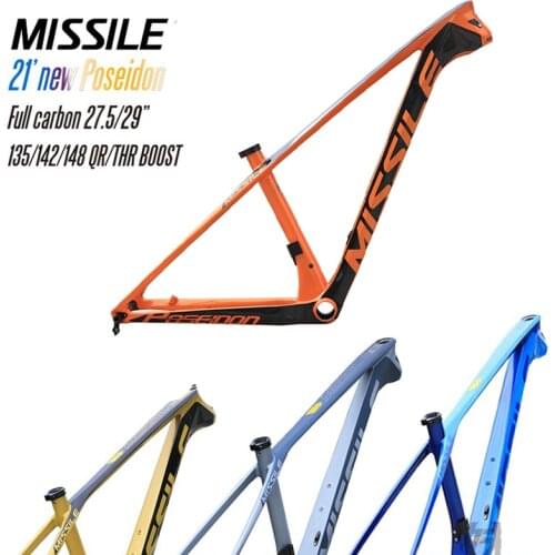 Missile Poseidon 27.5/29 Carbon Fiber MTB Mountain Bike Frame QR THR BOOST 135 142 148 Convertible Adults Bicycle Parts