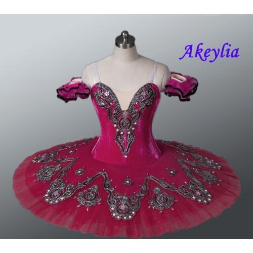 Rose Red Classical Ballet Tutu Customized Royal Blue Professional Ballerina pancake Costume Burgundy Nutracker Pattern Tutus8992