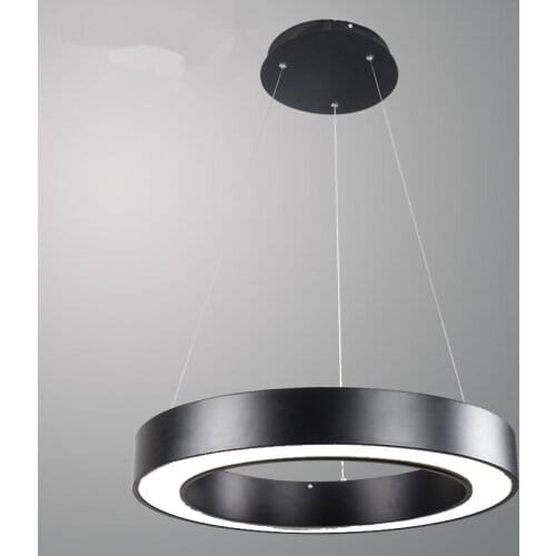 40 60 80CM Simple Modern LED Pendant Lights Round Circle Suspension Hanging Lamp Office Home Decoration Lamp Black White