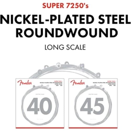 Fender 7250 Nickel Plated Steel Long Scale Bass Guitar Strings, 7250L 7250M, 7250ML, 7250HM