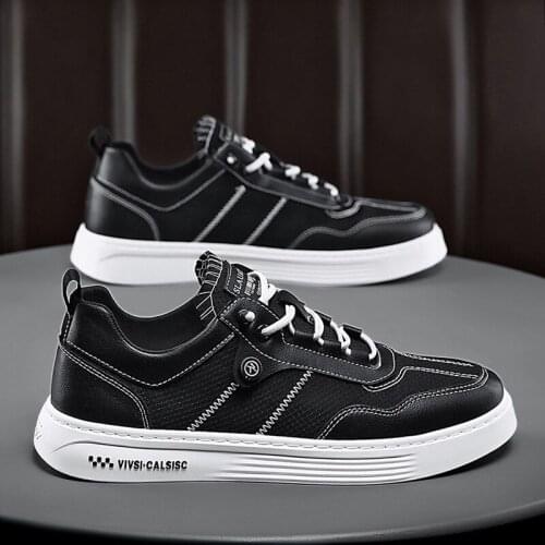 Spring Summer Men Casual Shoes Breathable Fabric Leather Patchwork Street Youth Loafers Flat White Shoes Sneakers