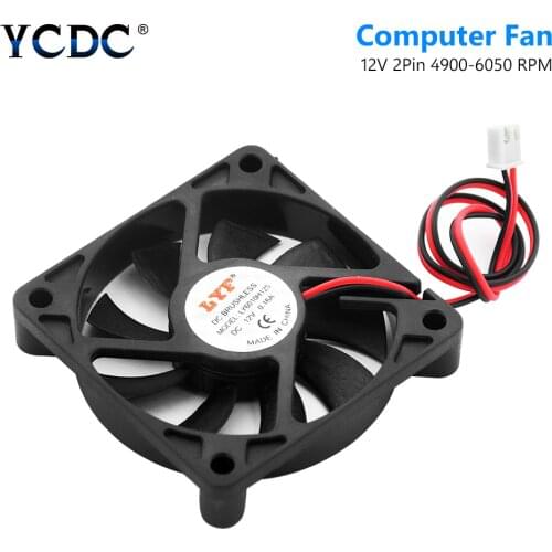 2pcs Computer Fan 2-Pin 60x60x10mm 60mm PC Computer CPU System Heatsink Brushless Cooling Fan CPU Cooler Case Fan