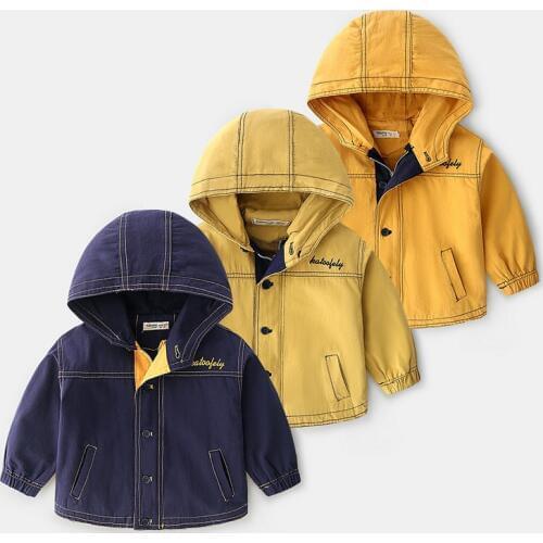 New Spring Kids Windbreaker Boys Jacket Girls Baby Outerwear Cotton Coats child solid color Hooded Children Clothing Clothes