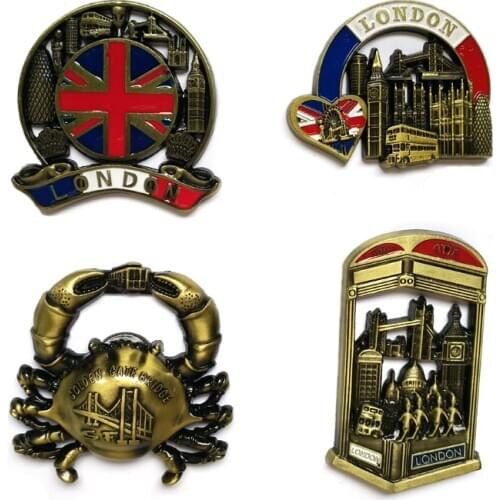 London Building Model Fridge Magnet Golden Gate Bridge Metal Refrigerator Magnetic Sticker Souvenir Home Kitchen Decorations 25