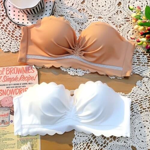 Japanese white strapless underwear girl anti-slip summer small bra special collection brand bra set thin sexy bra panty sets