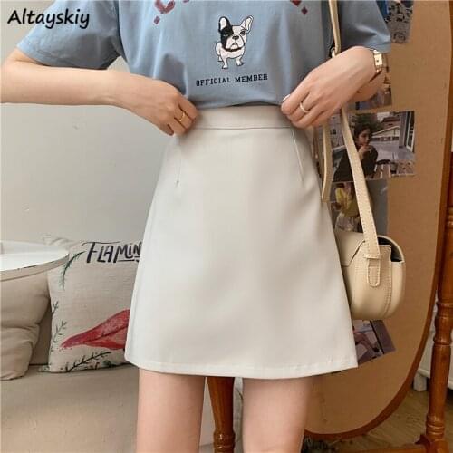 Skirts Women Summer 3 Colors Korean Style A-line Female Simple High Waist Casual All-match Students Trendy Basic Solid Slim 2021