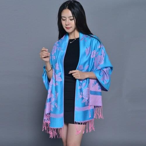 Women Autumn Winter New Jacquard Shawl Scarf Ethnic Style Shawl Ladies Tassels Travel Wraps Female Pashmina Bufanda Mujer