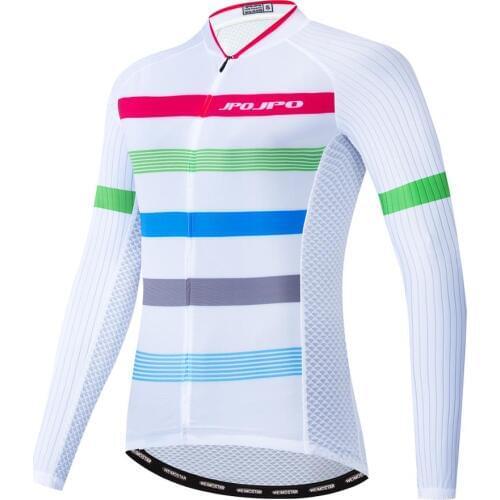 Womens Cycling Jersey Long Sleeve Autumn Cycling Shirt Top Mountain Bike Clothing Spring Pro Team Bicycle Clothes White