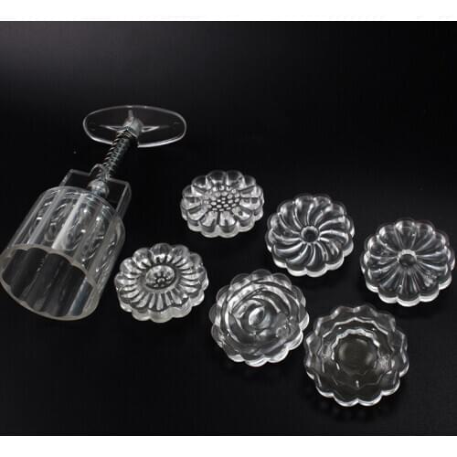 1SET Crystal Rose Mooncake Mold Set Hand Pressure Fondant Moon Cake Pastry Mould Baking Moulds Home Kitchen Accessories XB 125
