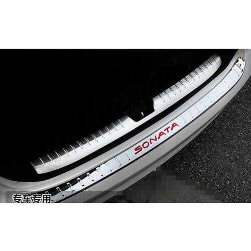 2 pcs Stainless steel Built-in external Rear bumper guard bumper trim FOR hyundai sonata 2015