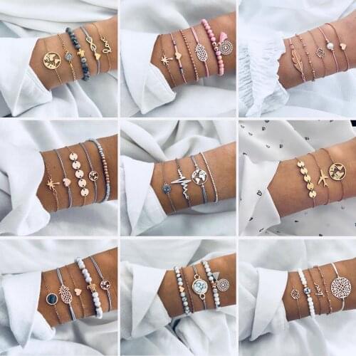 27 Styles New Design Bracelet Pink Dangle Bead Geometry Bracelets 2019 Creative Vintage Fashion Jewelry High Quality Jewelry