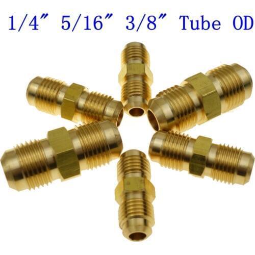 3pcs 1/4" 5/16" 3/8" Tube OD Equal Brass SAE Flare Fitting Tube To Tube Union Nipple Adapter 45 Degree Flare