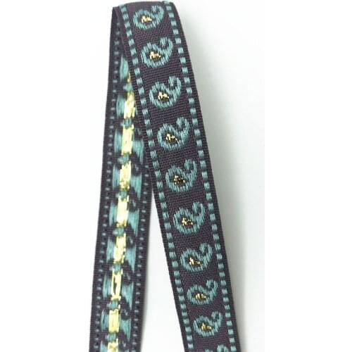 5Yards 12mm 1/2"House Wedding Decoration Jacquard Ribbon Sewing Clothing Curtain Dress Accessory Flowers Pattern Woven Ribbon