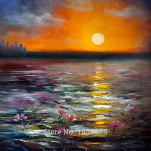 Abstract wall art seascapes abstract modern flower oil paintings seascapes painting sunset oil painting on canvas wall art decor