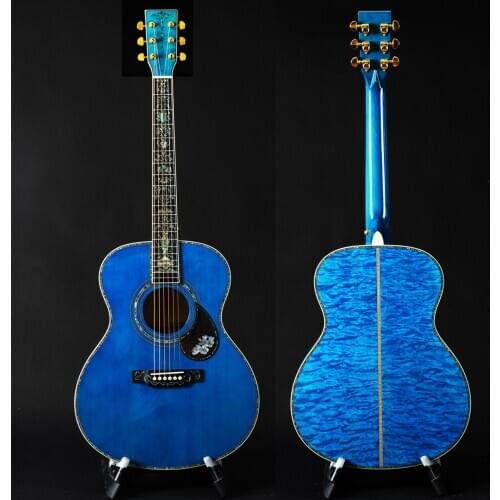 OM style , 40 inch, solid wood Deluxe blue acoustic electric guitars ,44.5mm Nut wide