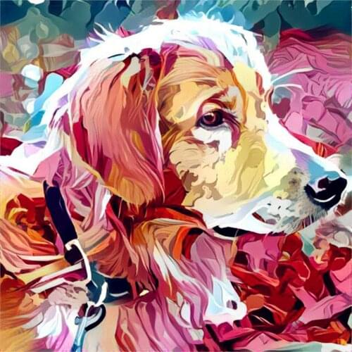 5D DIY Diamond Painting Animal Diamond Cross Stitch Dog Wall Decoration Partial 30x30 Canvas Paper Bag Acrylic Round Home Decor