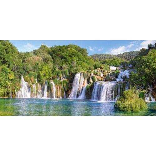 DIY Diamond Painting Cross Stitch Kits Krka Waterfalls,Croatia Natural Tree Landscape Diamond Embroidery Sale Decor for Home