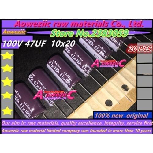 Aoweziic 20 PCS 100V 47UF 10*20 high frequency low resistance electrolytic capacitor 47UF 100V 10x20