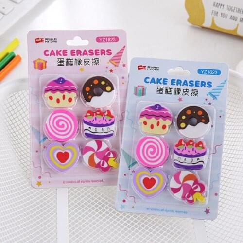 Free shipping 10packs Creative Cake Donut Rubber Set Erasers Kids Rubber Kawaii Stationery