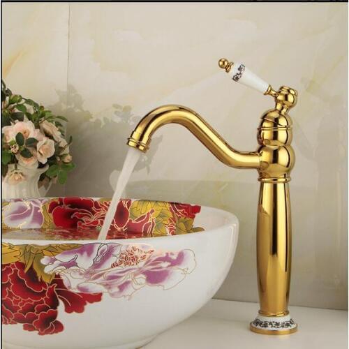Free Shipping Modern Gold Faucet Rose Gold Bathroom Faucets Gold Finish Basin Faucets Luxury Bathroom Sink Faucet