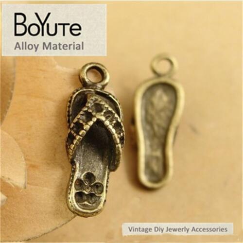 BoYuTe (100 Pieces/Lot) 21*8*5MM Wholesale Antique Bronze Plated Zinc Alloy Diy Slipper Charms for Jewelry Making