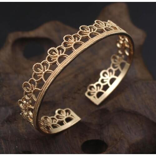 5pcs Brass Casted Bracelet Bangle Women Bridal Adjustable Wedding Flowers Bracelet Quality Gold Silver Color Jewelry Accessoies