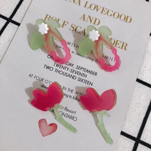 DIY jewelry accessories summer small fresh earrings acrylic hand-made stitching simple flower earrings earrings 2pcs