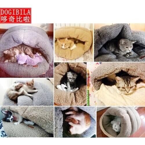 The Cat Litter Keep Warm Lamb Woolen Slippers Pets Nest Cat Sleeping Bag Cat House Pets Articles