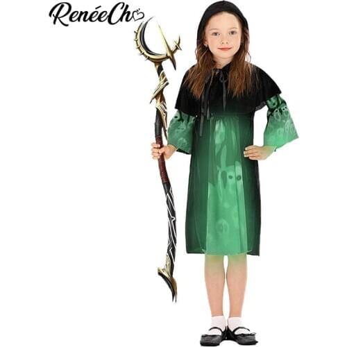 Reneecho Halloween Costume For Kids Glow In The Dark Skeleton Witch Costume Girls Ghost Cosplay