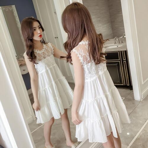 Summer Teenage Girls Lace White Dresses Fashion 14 Years Old
