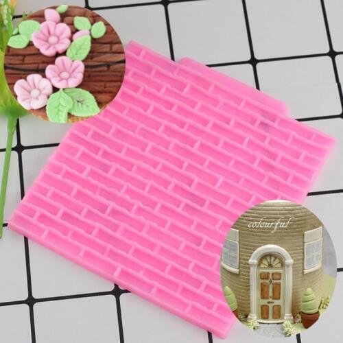 Mujiang Castle Brick Wall Texture Silicone Molds Cake Border Fondant Cake Decorating Tools Candy Chocolate Gumpaste Moulds