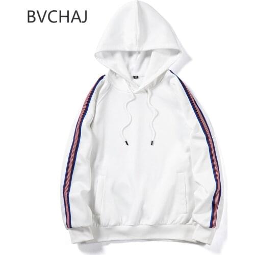 Mens Spring Fall Hip Hop Long Sleeve Hoodie Casual Side Stripe Sweatshirt Euro Size Pullover High Street Hoodie Mens and Women