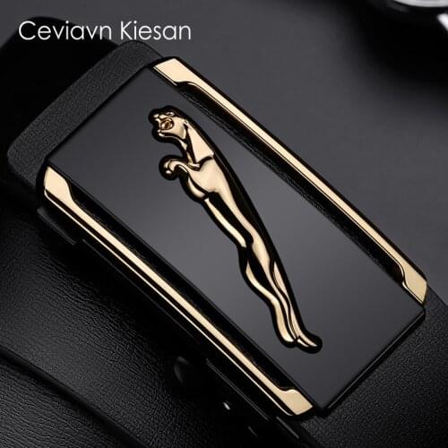 Mens Belt Leather Automatic Buckle Youth Business Casual Cowhide Belt Cheetah Trend Fashion All-Match Trousers