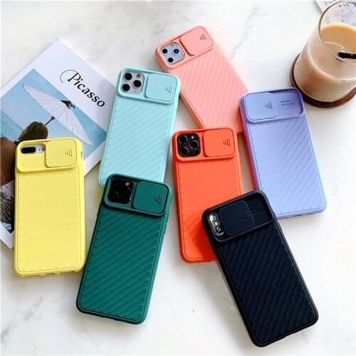 Push pull Soft Protection Silicone Phone Case For iPhone 11 12 mini Pro max X XS XR MAX 7 8 plus Shockproof Luxury Case Cover