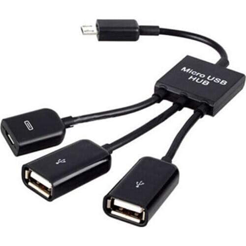 New 3in1 Micro USB HUB OTG Male to Female Dual USB 2.0 Adapter Cable for Samsung Huawei Xiaomi